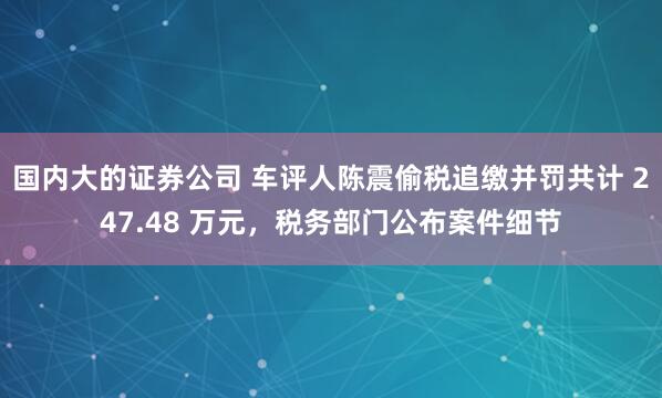国内大的证券公司 车评人陈震偷税追缴并罚共计 247.48 万元，税务部门公布案件细节